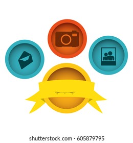 technology connections apps with emblem and ribbon, vector illustration