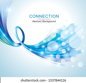 Technology connections optical fiber broadband blue abstract background.