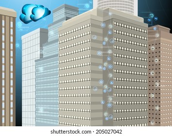 Technology connection,Urban city background
