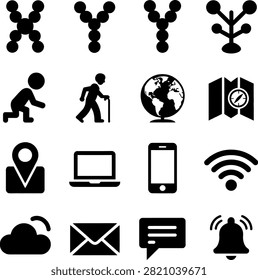 technology connectivity and human activity symbols
