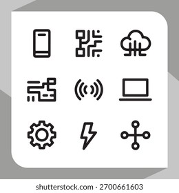 Conjunto de iconos de Tecnología y conectividad para conceptos digitales modernos