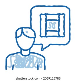 Technologieberater Sketch-Symbol Vektorgrafik. Handgezeichnetes technologisches Beratungszeichen der blauen Linie. einzelne Symbolillustration