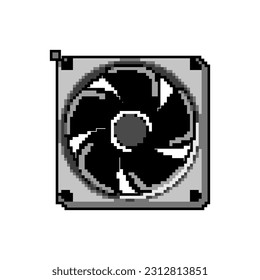 technology cooling fan pc game pixel art retro vector. bit cpu cooler, power equipment technology cooling fan pc. old vintage illustration