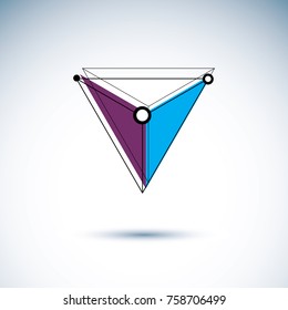 Technology corporate emblem. Abstract isometric construction, low poly vector illustration.