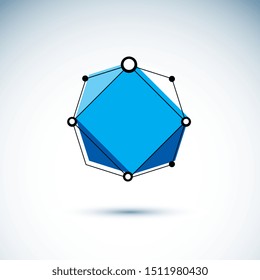 Technology corporate logo. Abstract geometric 3D wireframe object, vector illustration.