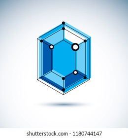 Technology corporate logotype. Abstract construction vector, dimensional low poly design.