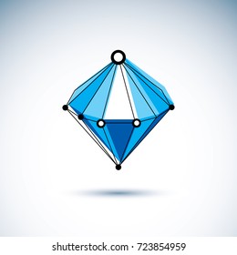 Technology corporate symbol. Vector abstract 3d geometric shape, polygonal figure, illustration.
