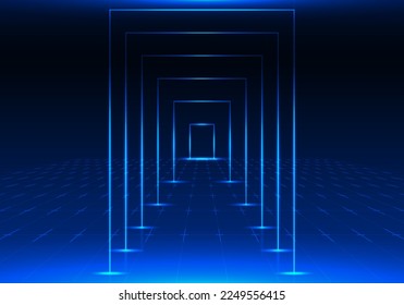 Technology corridor represents the network of the Internet system for maximum efficiency. Use geometric lines to add interest.