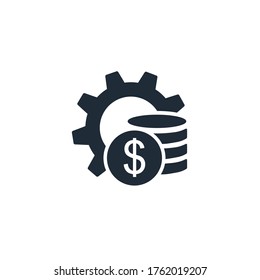 Technology costs money. Vector icon isolated on white background.