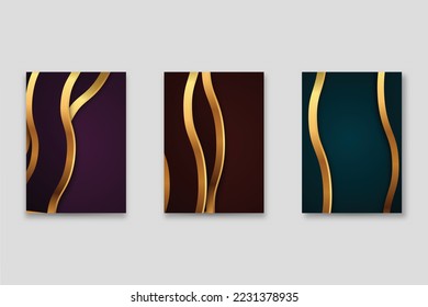 Conjunto de diseño de fondo de cobertura de tecnología. Lujo, oro. Fondo de tecnología de vectores para diseño de negocios, certificado digital, plantilla de folletos formal, red