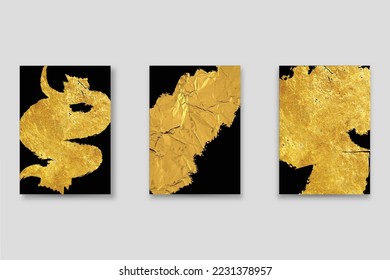 Technology cover background design set. Luxury, gold. Vector tech backdrop for business layout, digital certificate, formal brochure template, network