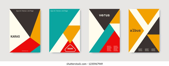 Technology cover design. Minimal vector geometric. Shapes patterns. Triangle design template. Red, gold, white, bright business concept. Colorful set of vector. Cool technology cover design.