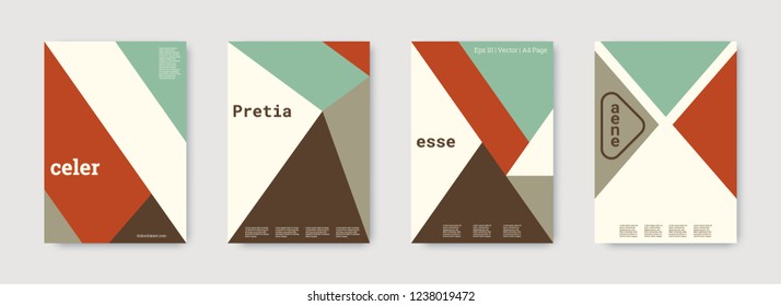 Technology cover design. Minimal vector geometric. Shapes patterns. Triangle design template. Green, brown, red, white, bright business concept. Colorful set of vector. Cool technology cover design.