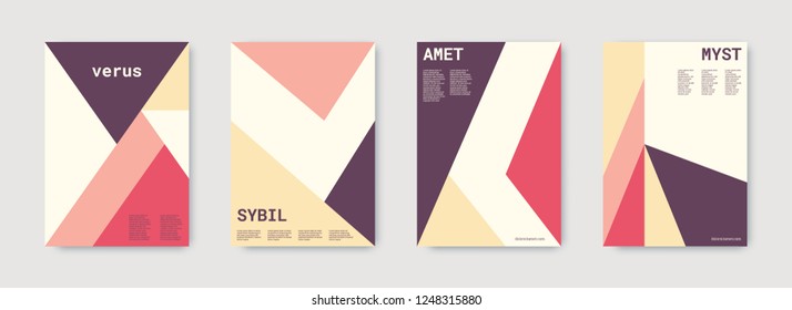Technology cover design. Minimal vector geometric. Shapes patterns. Triangle design template. Violet, pink, gold, white, bright business concept. Colorful set of vector. Cool technology cover design.
