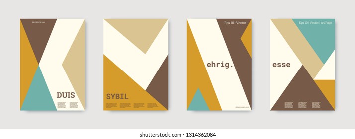 Technology cover design. Minimal vector geometric. Shapes patterns. Triangle design template. Green, mustard, white, bright business concept. Colorful set of vector. Cool technology cover design.