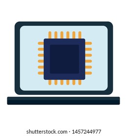 technology cpu motherboard chip cartoon vector illustration graphic design