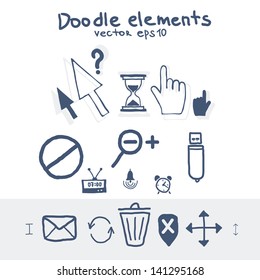 Technology cursors icons set: mouse hand arrow hourglass alarm symbols envelope and other icons for business and infographic. Vector Illustration