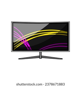 technology curved screen cartoon. display digital, tv led, monitor stage technology curved screen sign. isolated symbol vector illustration