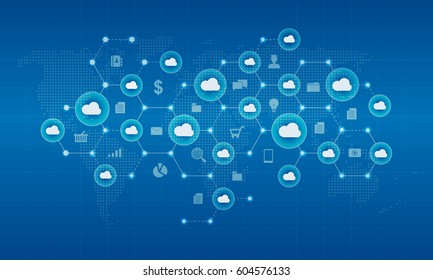 Technology Cyber Cloud   Network And Connection  Background Concept
