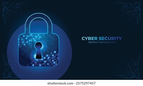 Technology cyber security background. Cyber protection technical lock background. Network protection concept