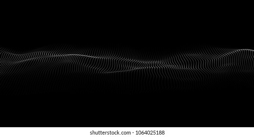 Technology dark background. Vector futuristic wave 3d. Cyber technology. Big data.