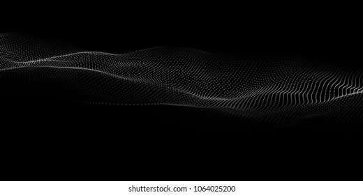 Technology dark background. Vector futuristic wave 3d. Cyber technology. Big data.