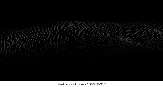 Technology dark background. Vector futuristic wave 3d. Cyber technology. Big data.