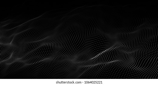 Technology dark background. Vector futuristic wave 3d. Cyber technology. Big data.
