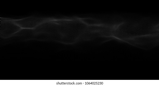 Technology dark background. Vector futuristic wave 3d. Cyber technology. Big data.