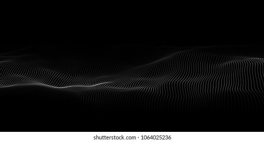 Technology dark background. Vector futuristic wave 3d. Cyber technology. Big data.