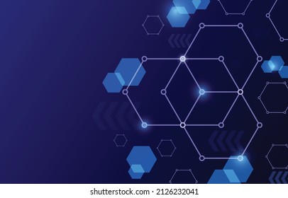 ็ tecnología Hexagon con fondo azul oscuro. diseño abstracto futurista de Illustration Vector de alta tecnología, concepto de conexión de red social digital.