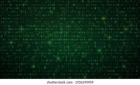 Technology Dark Green Background. Matrix or Hacking Concept