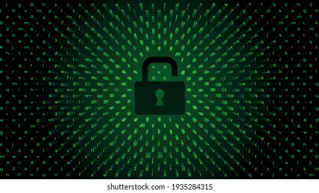 Technology Dark Green Background. Matrix or Hacking Concept