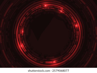 Technology dark red len circle abstract background. vector illustration 