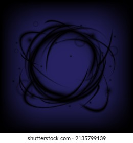 Technology darkness swirl black effect. Magic abstract frame ring. The dark power energy of circular element. Luminous sci-fi. Black hole space. Futuristic swirl universe trail effect