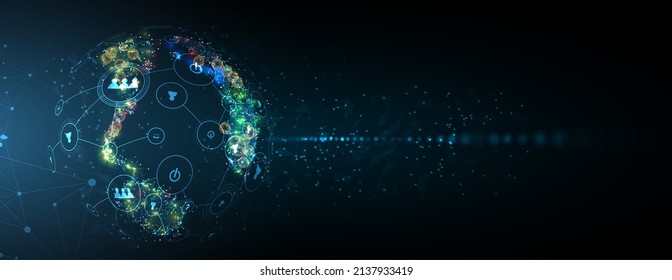 Technology data background, idea of global business solution