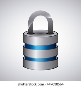Technology and data base design represented by web hosting and padlock icon. Colorfull and isolated illustration. 