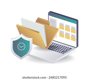 Technology Data Computer Maintenance infographics isometric illustration