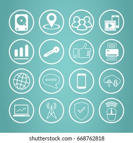 Technology and data icon for life in symbols set that modern design style for business concept, internet development and connection.