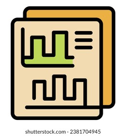 Technology data icon outline vector. Graph chart. Market report color flat