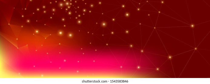 Technology Data. Science Tech Network. Pink 3d Minimal Illustration. Yellow Polygonal Pattern. Bright High Big Data Banner. Science Wallpaper. Orange Futuristic Banner. Red Data Tech Concept.