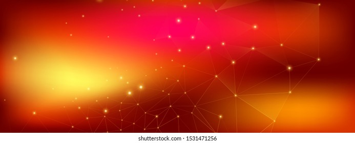 Technology Data. Science Wallpaper. Red 3d Minimal Background. Orange Triangles Pattern. Bright Abstract Data Flow. Vector Science Flyer. Yellow Geometric Texture. Pink Data Tech Concept.