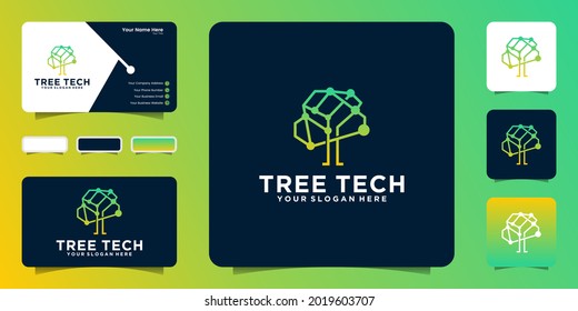 technology data tree logo inspiration with connection line style