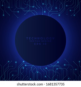 Technology design banner line digital light flow style color blue. vector illustration.