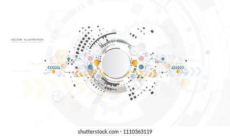 technology design gear wheel colorful circuit board engineering various elements space light background process copy space vector illustration