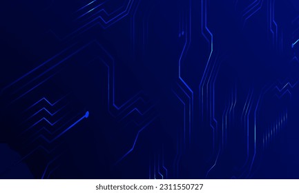Technology design on dark blue color background. Robotic circuit board technology background purple and blue light banner electronic system concept