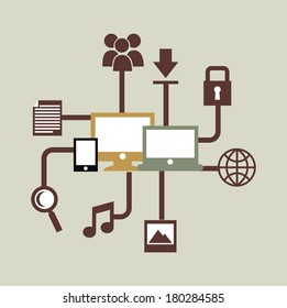 technology design over beige   background vector illustration