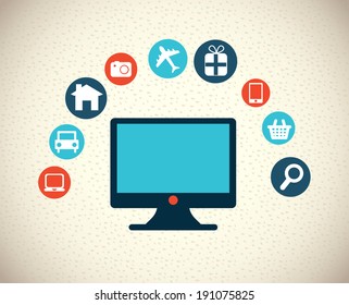 Technology design over beige background, vector illustration