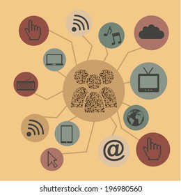 Technology design over beige background, vector illustration