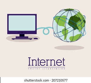 Technology design over beige background, vector illustration